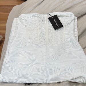 PrettyLittleThing White Textured Midi Dress